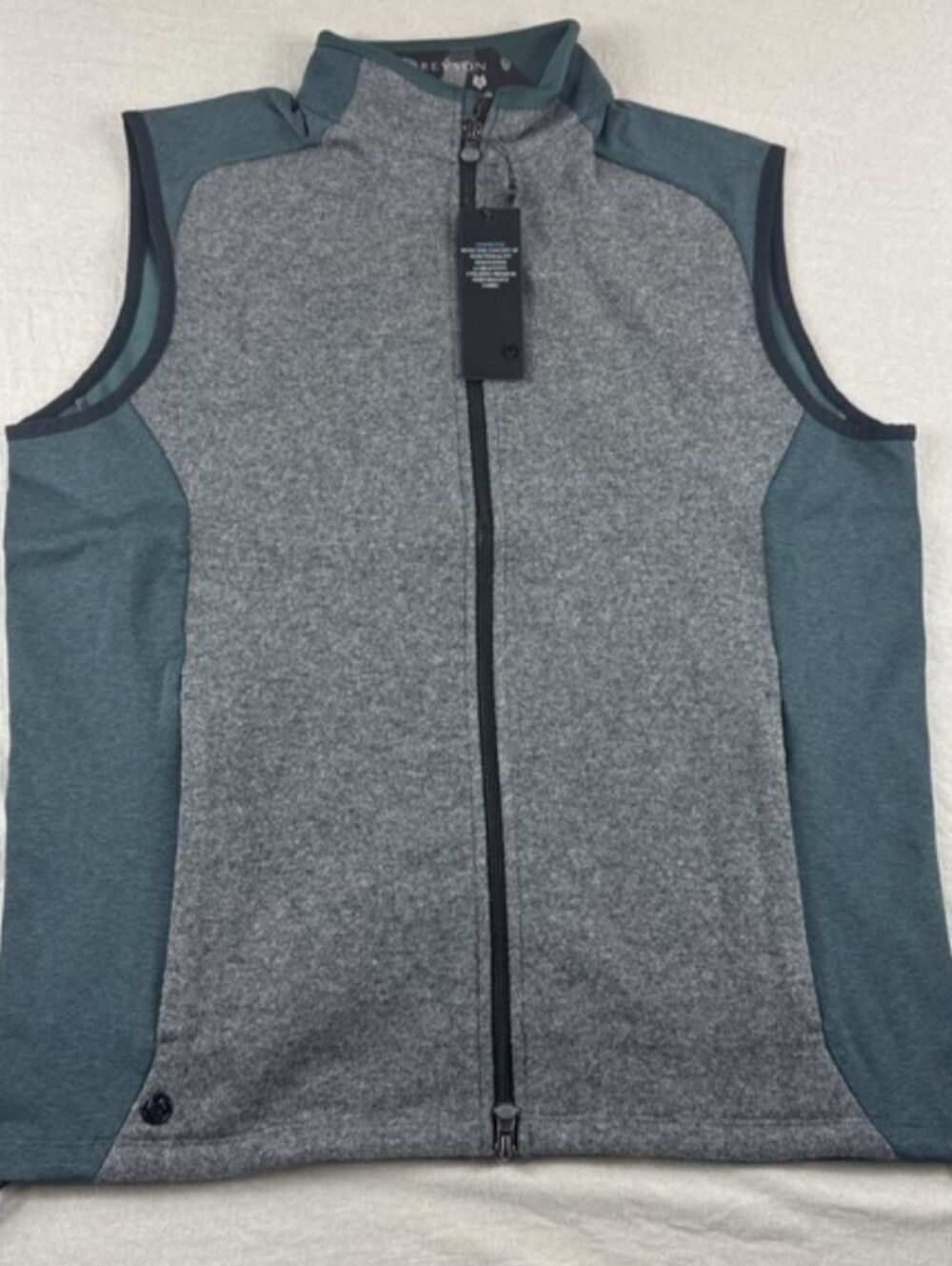 Men's Sleeveless Zip-Up Performance Vest - Gray/Teal